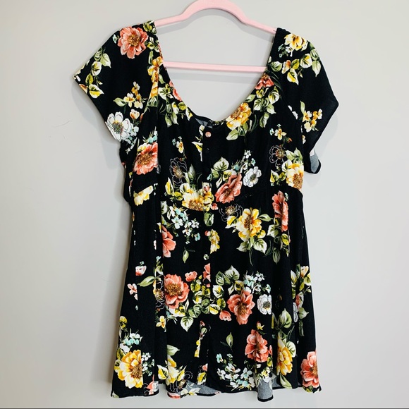 Torrid Floral Boho Button Up Flutter Sleeve Top Size 2 2X 18/20 - Picture 7 of 10